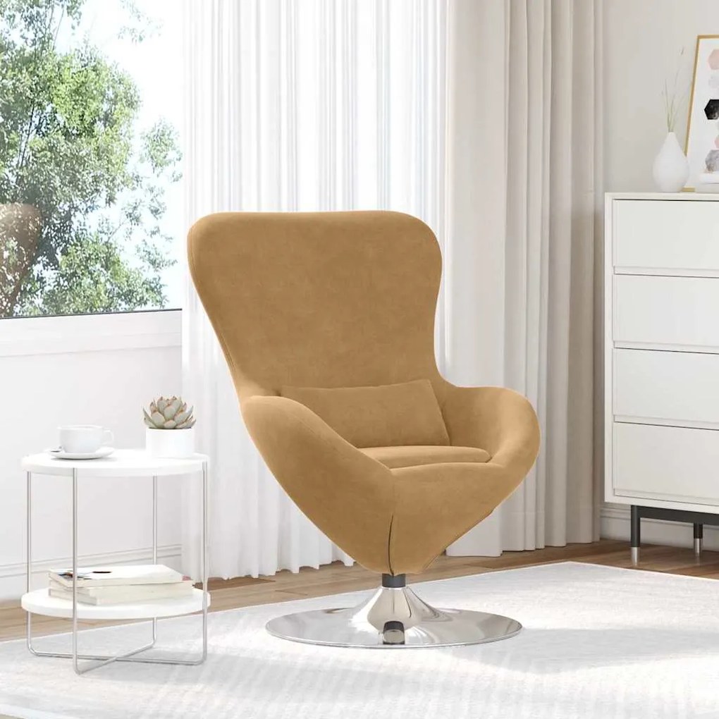 vidaXL Κάθισμα-αυγό Ανοιχτό καφέ 63 x 73 x 90 εκ Βελούδο