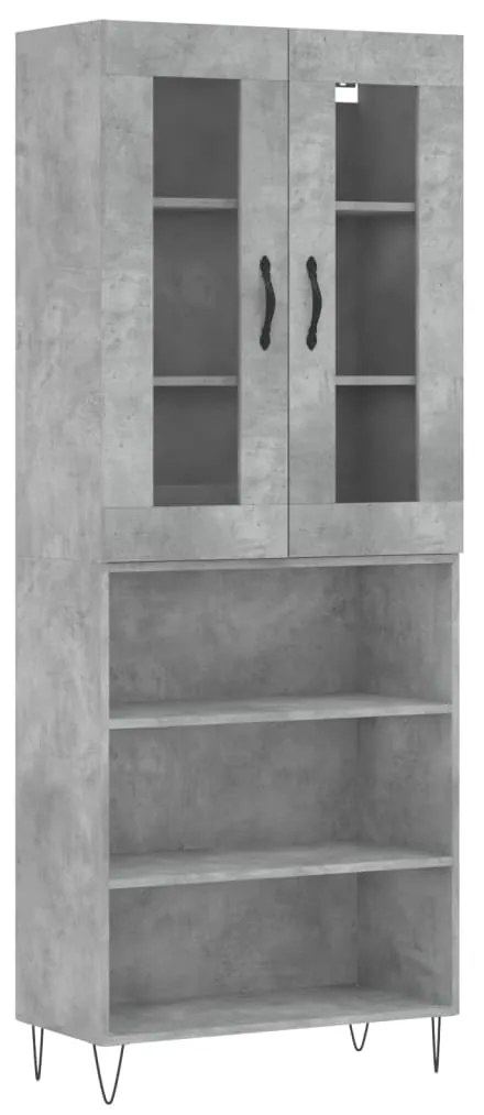 vidaXL Ντουλάπι Γκρι Σκυροδέματος 69,5x34x180 εκ. Επεξεργασμένο Ξύλο