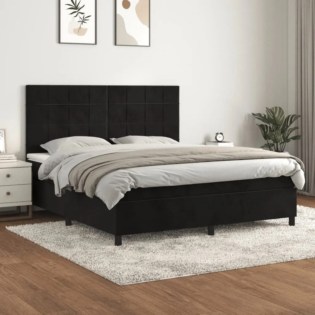 ΚΡΕΒΑΤΙ BOXSPRING ΜΕ ΣΤΡΩΜΑ ΜΑΥΡΟ 160X200 ΕΚ. ΒΕΛΟΥΔΙΝΟ 3143033