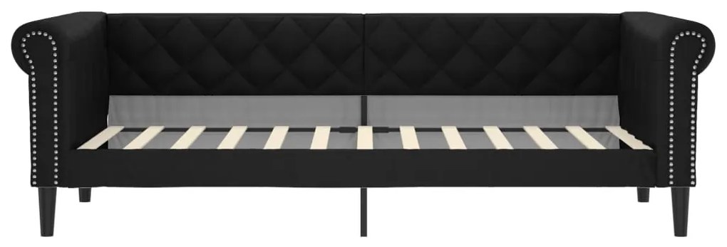 vidaXL Καναπές Κρεβάτι με Στρώμα Μαύρος 90 x 200 εκ. Συνθετικό Δέρμα