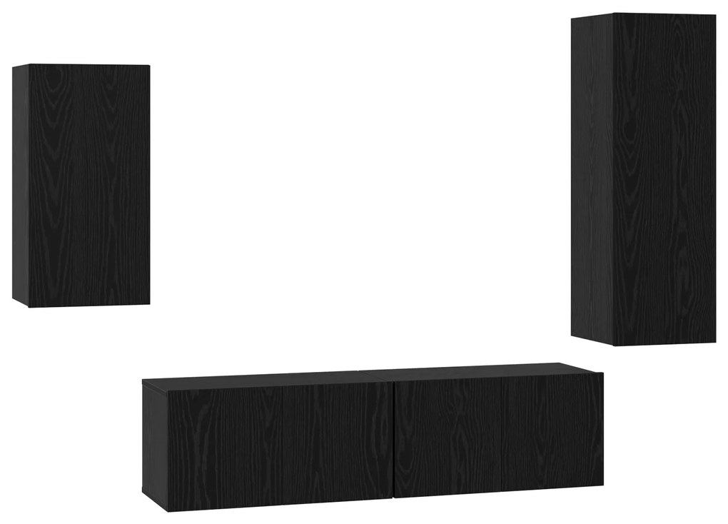 vidaXL Σετ τηλεοπτικού cabinet 4 pcs Μαύρη Δρυς 30.5 x 30 x 90 cm
