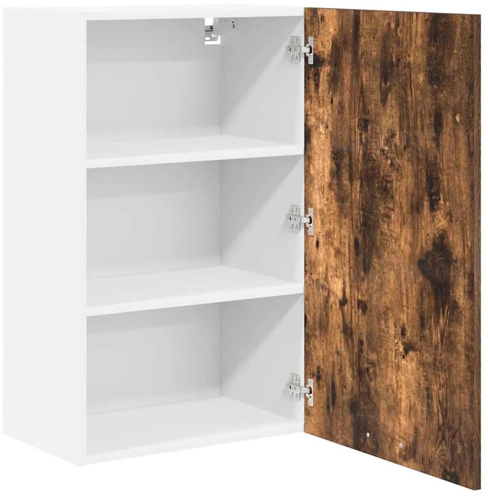 vidaXL Κρεμαστό ντουλάπι Καπνιστός Δρυς και Λευκό 50 x 31 x 80 εκ.