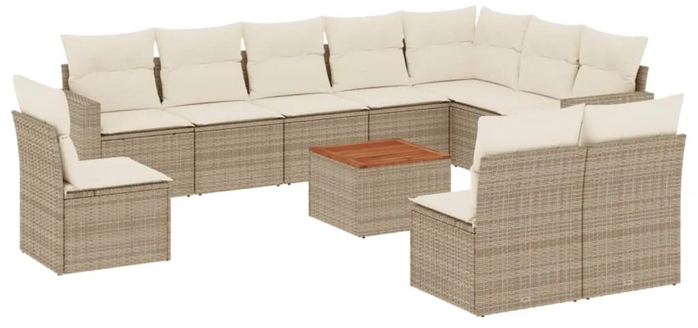 vidaXL Σαλόνι Κήπου Σετ 11 τεμ. Μπεζ Συνθετικό Ρατάν με Μαξιλάρια