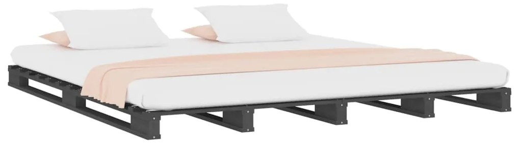 vidaXL Κρεβάτι από Παλέτες Γκρι 120x190 εκ. Μασίφ Πεύκο Small Double