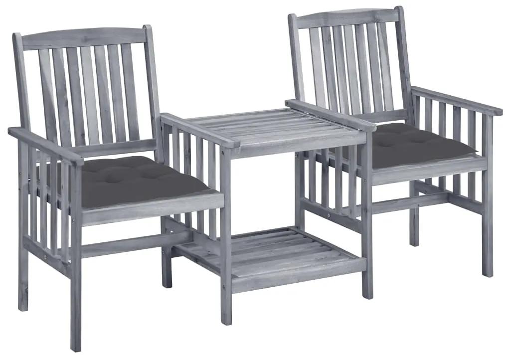 3061317 vidaXL Καρέκλες Κήπου Με Τραπέζι και Μαξιλάρια από Μασίφ Ξύλο Ακακίας Γκρι, 1 Τεμάχιο