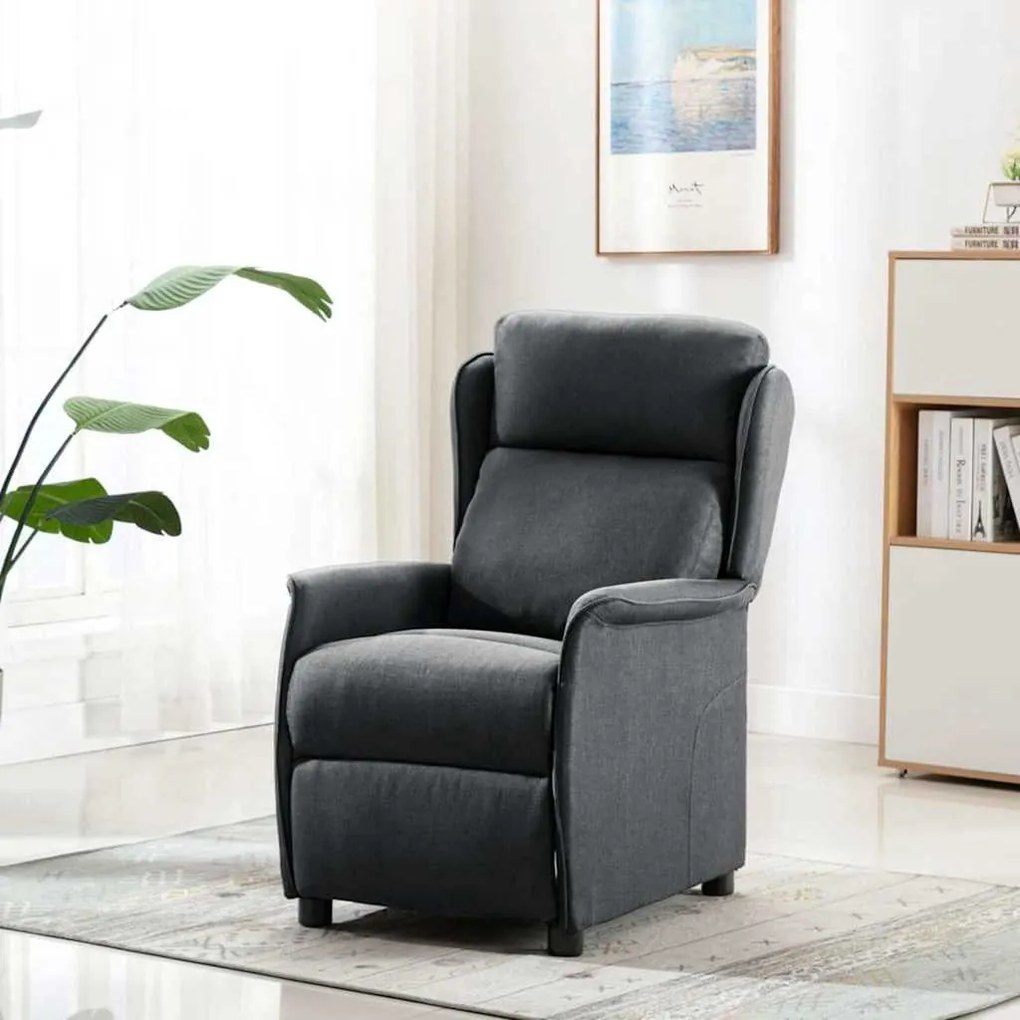 vidaXL Ανακλινόμενη πολυθρόνα Σκούρο γκρι 67.5 x 93.5 x 101.5 εκ