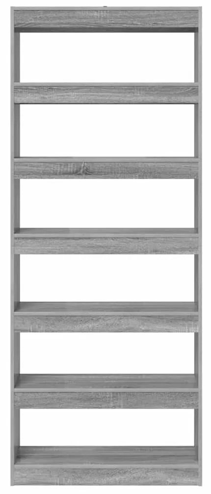 vidaXL Βιβλιοθήκη Άλλο Γκρι sonoma 80 x 30 x 198 εκ Επεξεργασμένο ξύλο