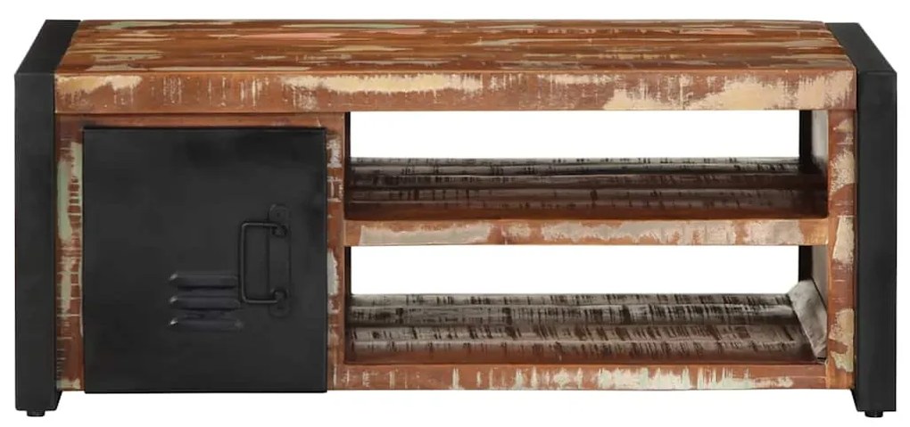 Τραπεζάκι σαλονιού πολύχρωμο 90x50x36cm Ξύλο μασίφ αναγεννημένο - Πολύχρωμο