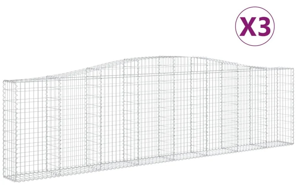 vidaXL Συρματοκιβώτια Τοξωτά 3 τεμ. 400x30x100/120 εκ. Γαλβαν. Ατσάλι