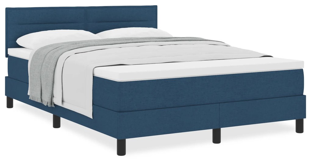 vidaXL Κρεβάτι ΜΕ ΕΛΑΤΗΡΙΑ με Στρώμα Μπλε 140x200 cm Ύφασμα
