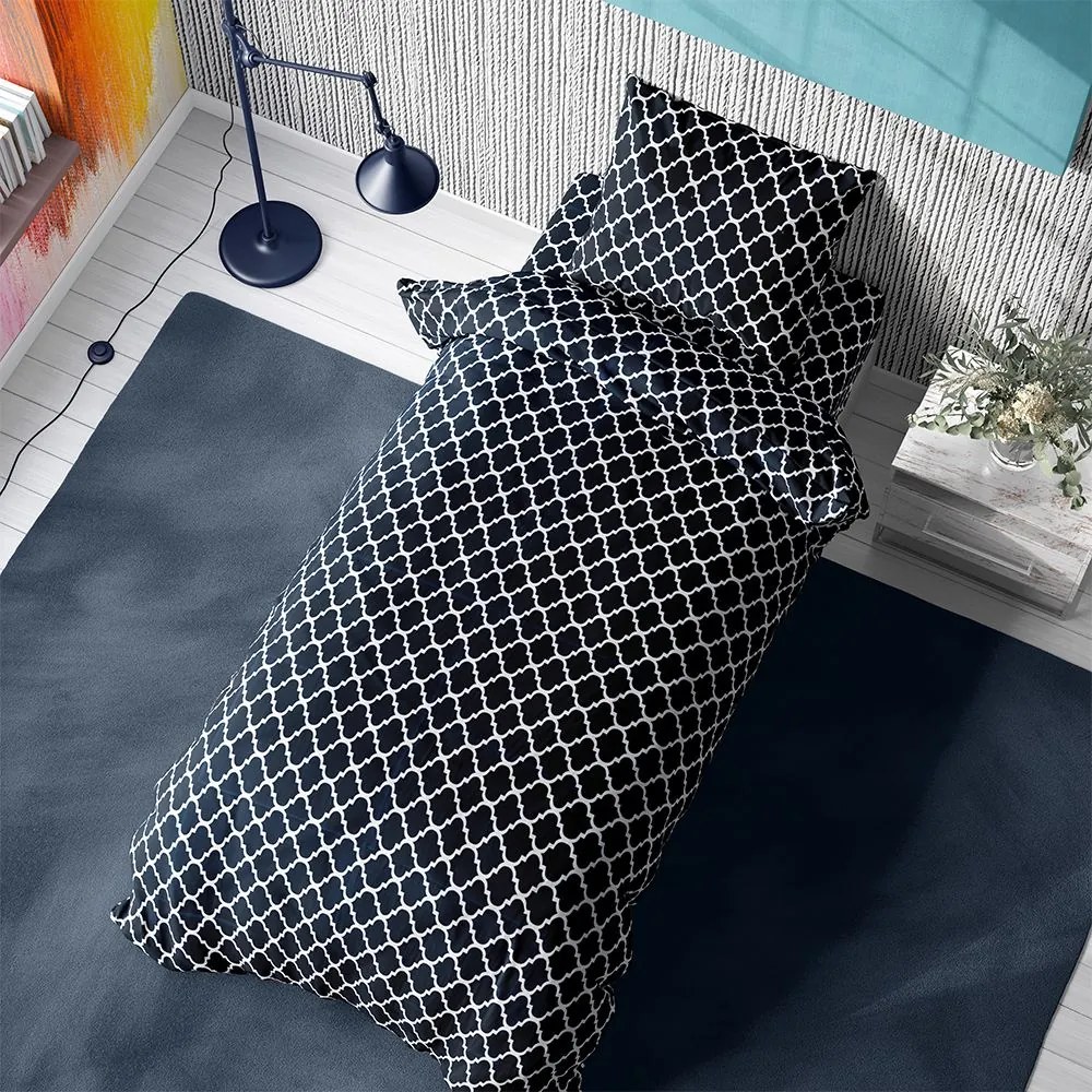 Σεντόνια Windows 175 (Σετ 2τμχ) Dark Blue-White DimCol Μονό 160x240cm 100% Cotton