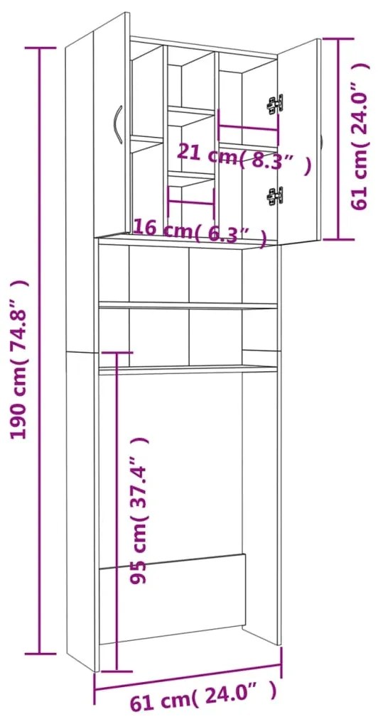 ΝΤΟΥΛΑΠΙ ΠΛΥΝΤΗΡΙΟΥ SONOMA ΔΡΥΣ 64 X 25,5 X 190 ΕΚ. 808425