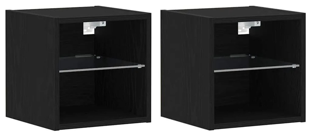 vidaXL Σετ επίπλου τηλεόρασης Επιτοίχιο 2 pcs Μαύρο 30 x 28,5 x 30 εκ.