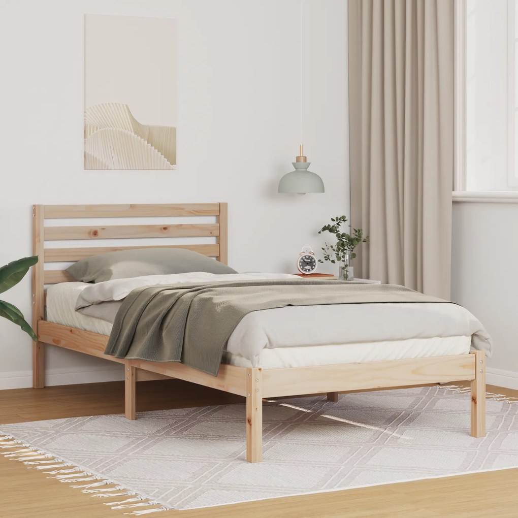 vidaXL Σκελετός Κρεβατιού Καφέ 90 x 190 cm Μασίφ ξύλο πεύκου
