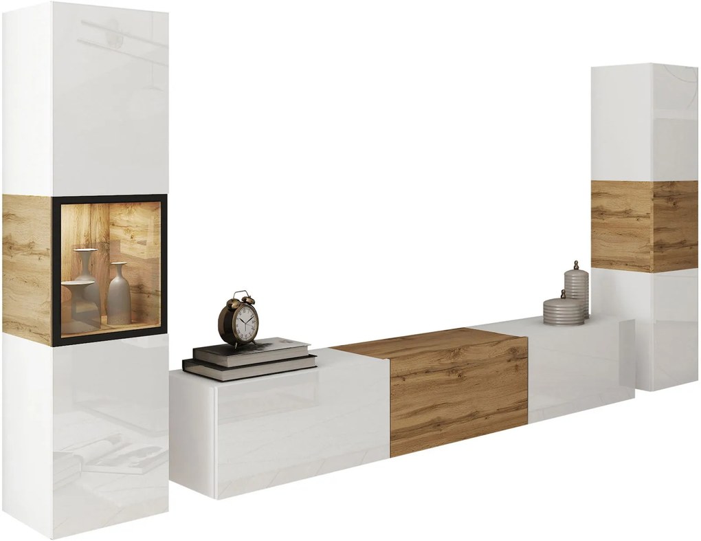 Σύνθεση σαλονιού Berlin III-Λευκό - Φυσικό