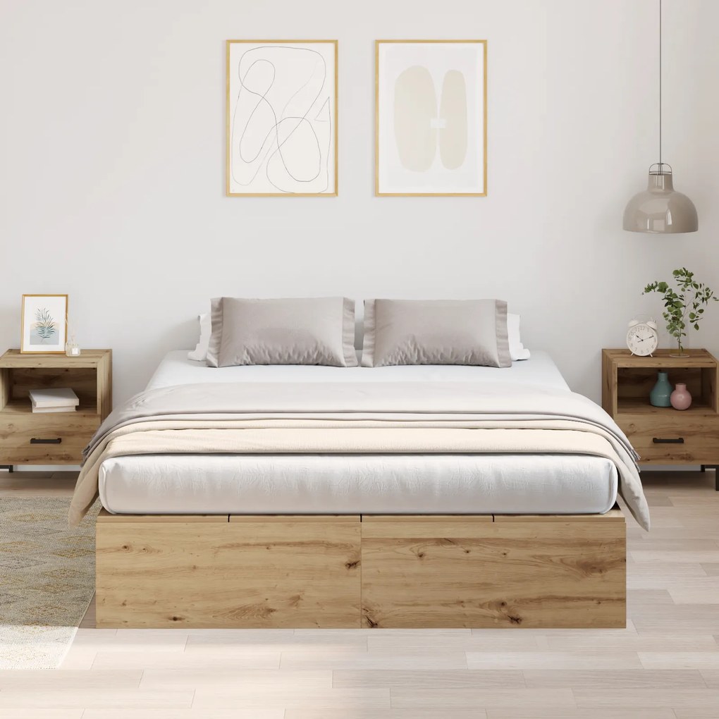 vidaXL Κρεβάτι αποθήκευσης Artisan Oak 150x200 εκ