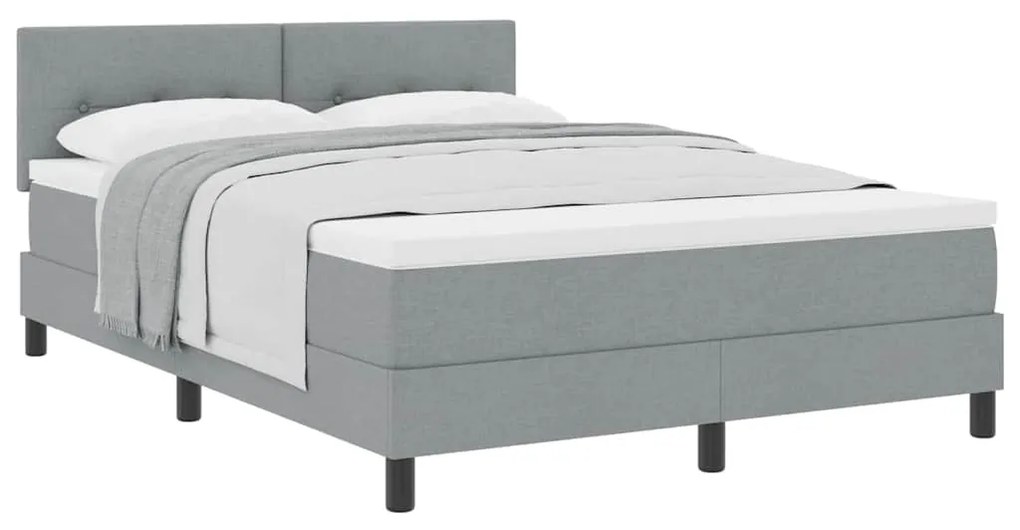 vidaXL Κρεβάτι box spring με στρώμα Ανοιχτό γκρι 140 x 190 cm ύφασμα
