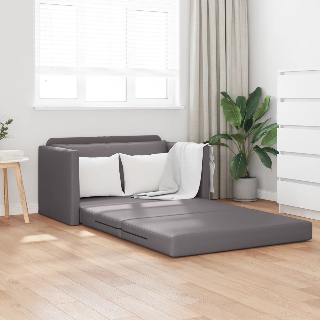 vidaXL Καναπές Κρεβάτι 2-σε-1 Γκρι 124x71x78 εκ Συνθετικό Δέρμα