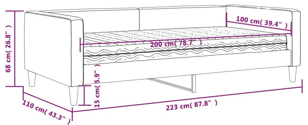 Καναπές Κρεβάτι με Στρώμα Ανοιχτό Γκρι 100 x 200 εκ. Υφασμάτινο - Γκρι