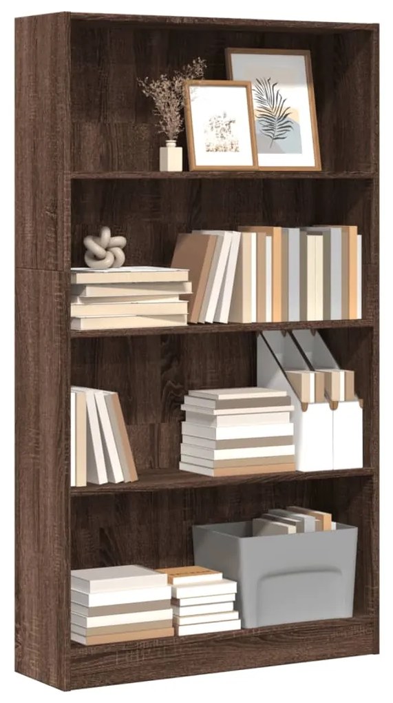 Βιβλιοθήκη Καφέ Δρυς 80x24x143 εκ. από Επεξεργασμένο Ξύλο