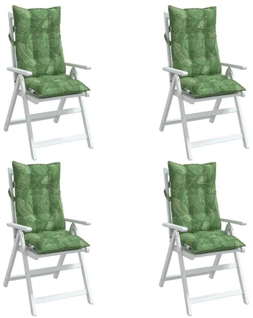 Μαξιλάρια Καρέκλας με Ψηλή Πλάτη 4 τεμ. Σχ. Φύλλα Ύφασμα Oxford - Πράσινο