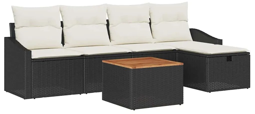 vidaXL Σετ Καναπέ Κήπου με μαξιλάρι 6 pcs Μαύρο Πολυ ράταν