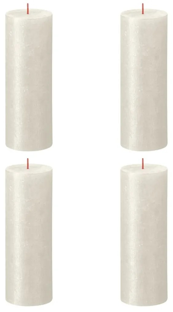 Bolsius Κεριά Κύλινδρος Ρουστίκ Shimmer 4 τεμ. Ιβουάρ 190 x 68 χιλ. - Λευκό
