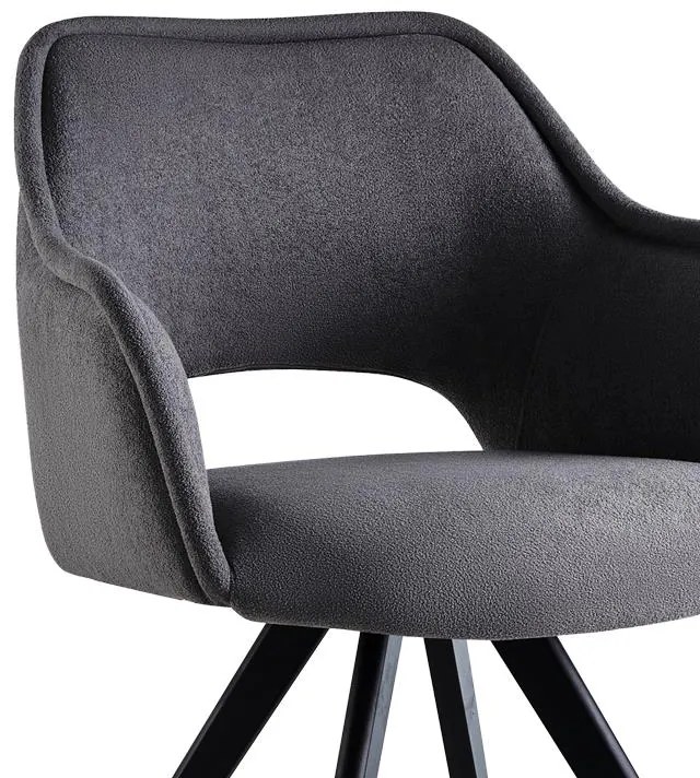 Καρέκλα - Πολυθρόνα Soreyia περιστρεφόμενη ανθρακί ύφασμα-πόδι μαύρο μέταλλο 63x59x83εκ 63x59x83 εκ.