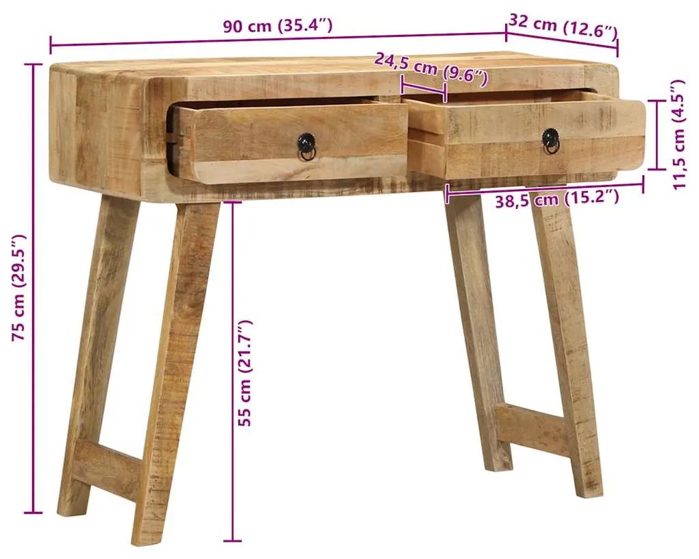 ΤΡΑΠΕΖΙ ΚΟΝΣΟΛΑΣ 90X32X75 CM ΑΠΟ ΜΑΣΙΦ ΞΥΛΟ ROUGH MANGO 4104519