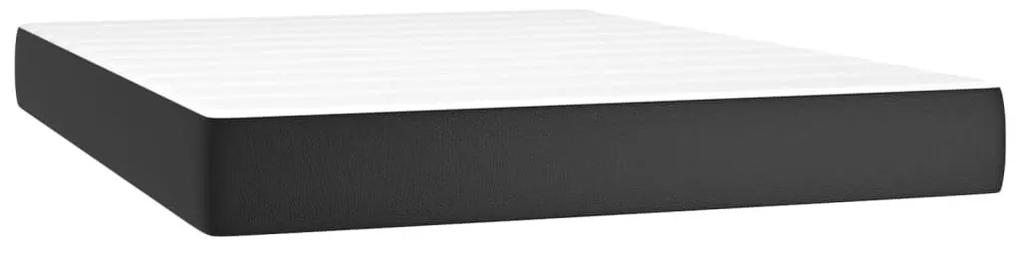 Κρεβάτι Boxspring με Στρώμα Μαύρο 140x200εκ.από Συνθετικό Δέρμα - Μαύρο