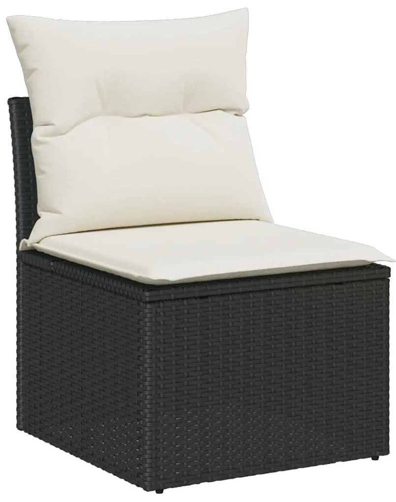 vidaXL Σετ κήπου 6 τεμαχίων από poly rattan με μαξιλάρια σε μαύρο χρώμα.