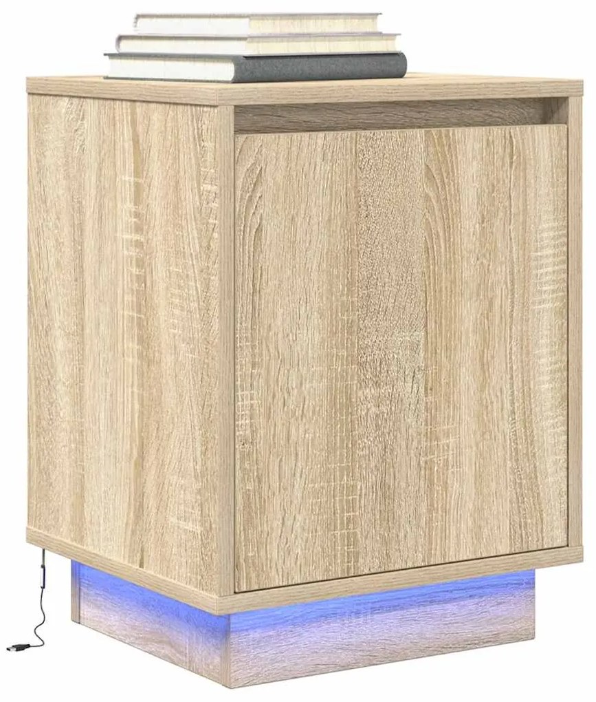 ΚΟΜΟΔΙΝΑ ΜΕ ΦΩΤΑ LED 2 ΤΕΜΑΧΙΑ SONOMA OAK 38X34X50 CM 861270