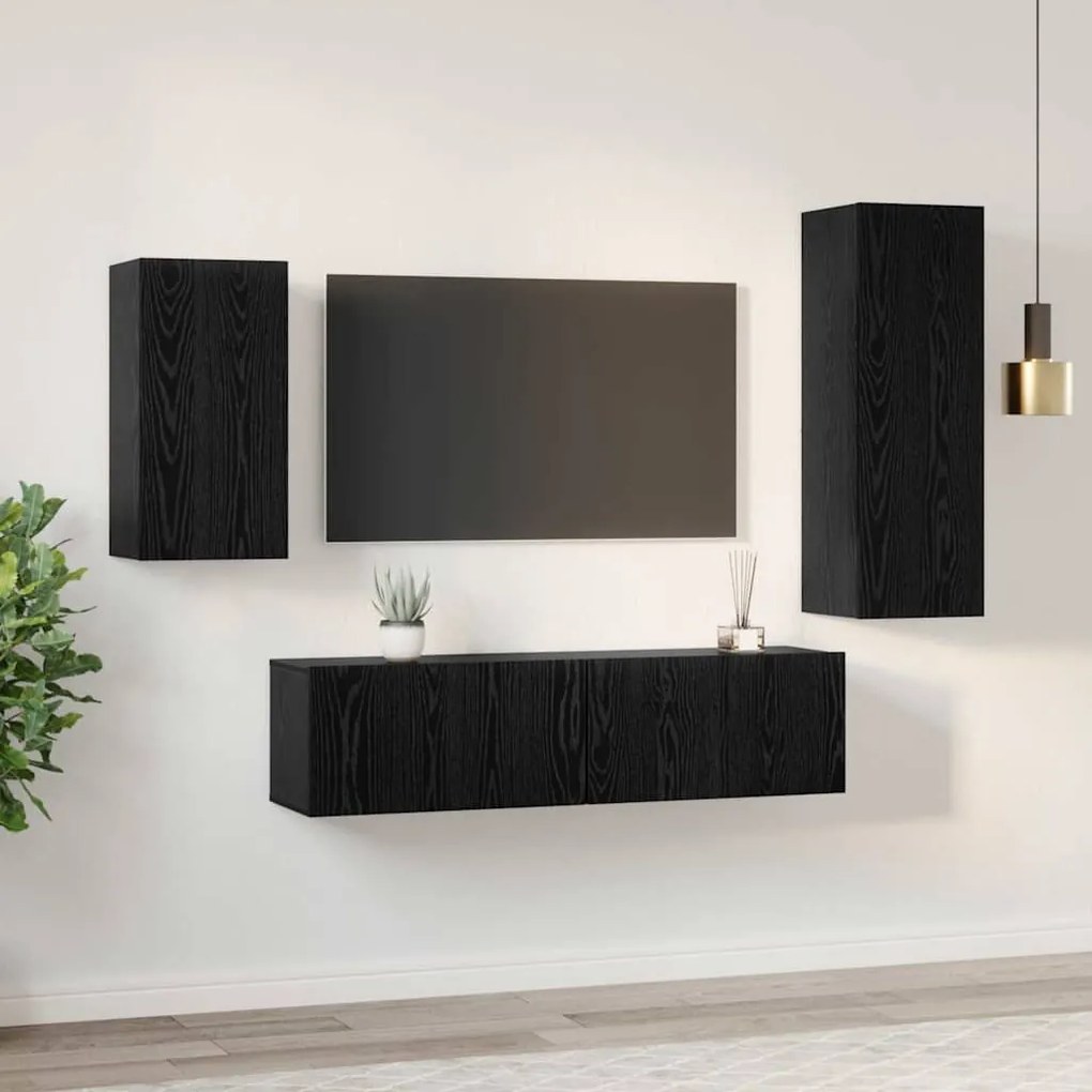 vidaXL Σετ επίπλου τηλεόρασης 4 pcs Μαύρη δρυς 30.5 x 30 x 90 cm
