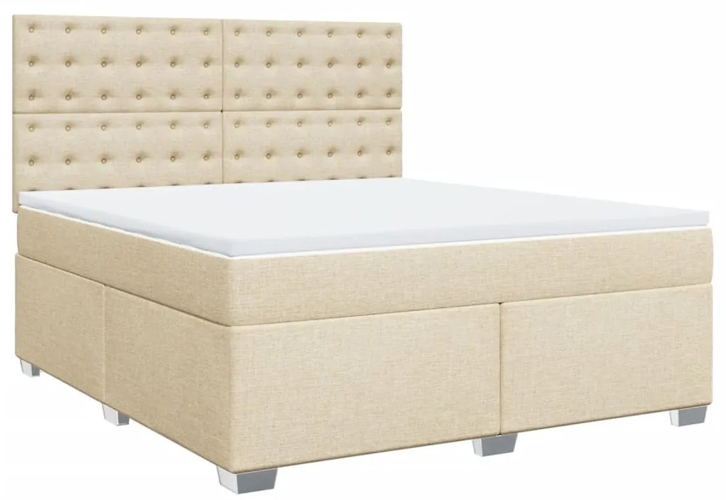 vidaXL Κρεβάτι Boxspring με Στρώμα Κρεμ 180x200 εκ. Υφασμάτινο