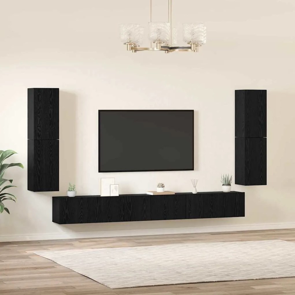 vidaXL Σετ επίπλου τηλεόρασης 5 pcs Μαύρη δρυς Επεξεργασμένο ξύλο