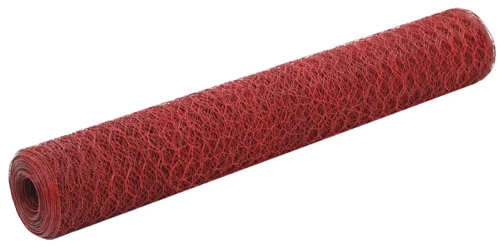 vidaXL Συρματόπλεγμα Εξάγωνο Κόκκινο 25x1 μ. Ατσάλι με Επικάλυψη PVC
