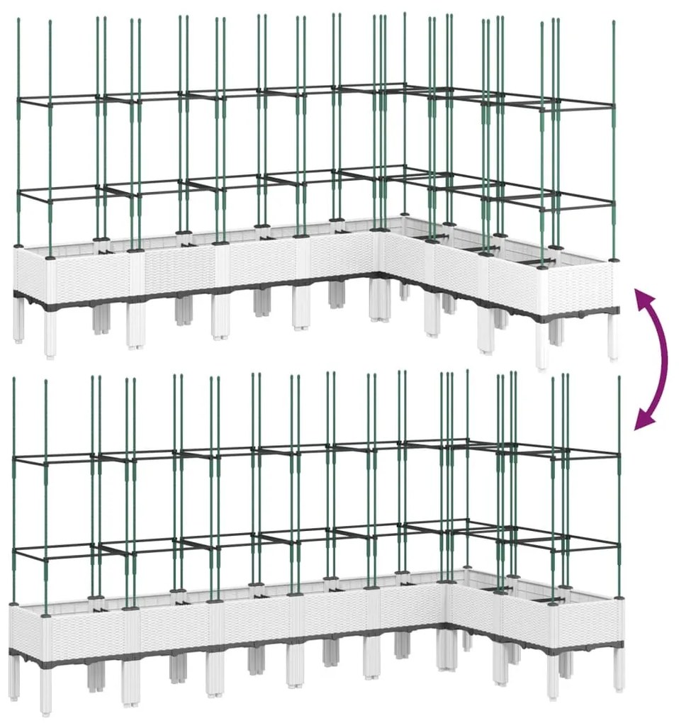 Ζαρντινιέρα Κήπου με Καφασωτό Λευκή 200x160x142,5 εκ. από PP - Λευκό