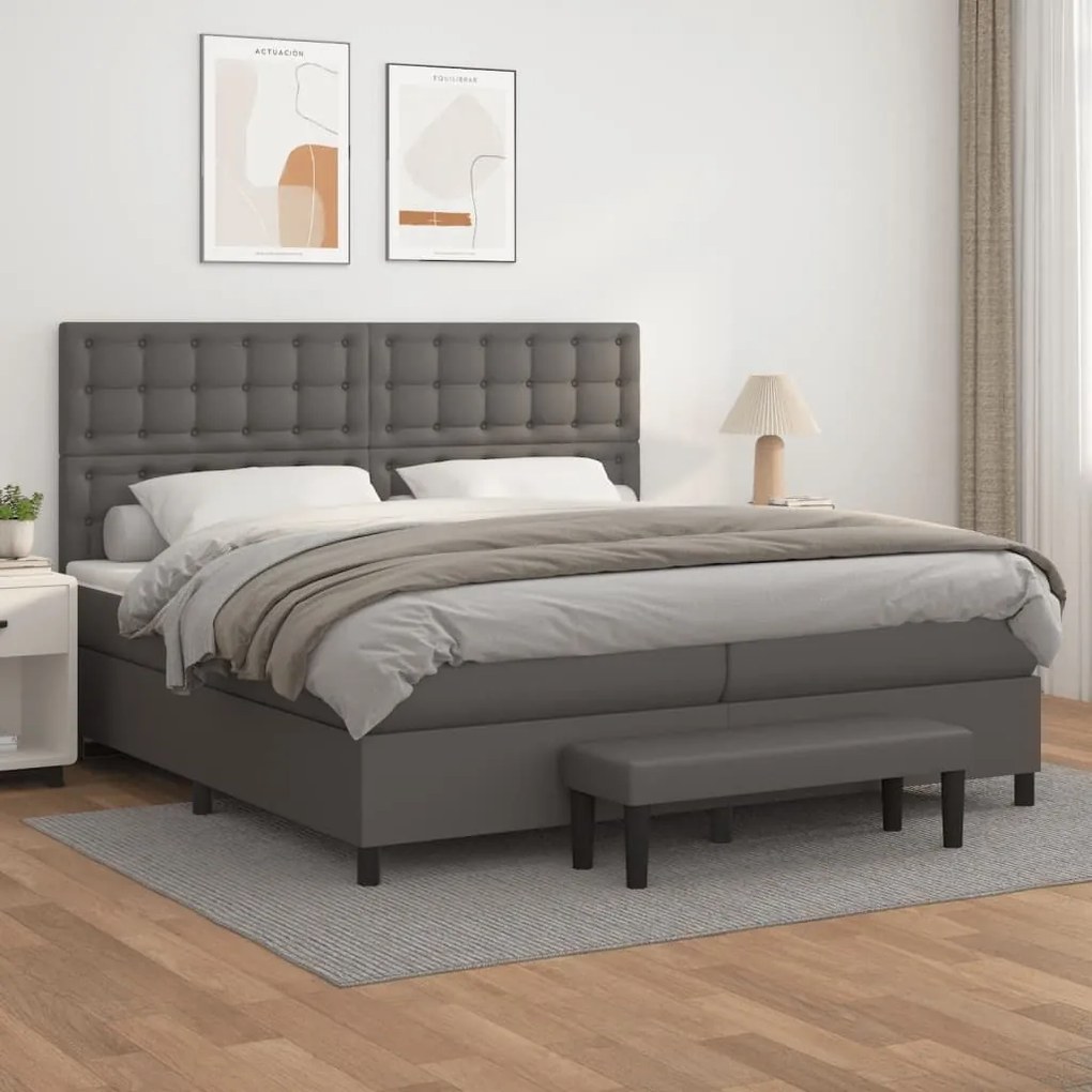 ΚΡΕΒΑΤΙ BOXSPRING ΜΕ ΣΤΡΩΜΑ ΓΚΡΙ 200X200 ΕΚ. ΣΥΝΘΕΤΙΚΟ ΔΕΡΜΑ 3137687