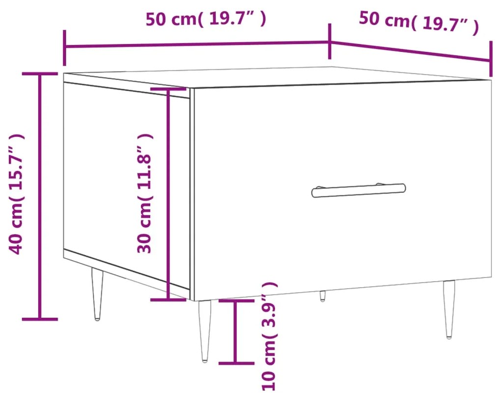 Τραπεζάκια Σαλονιού 2 τεμ Καπνιστή Oak 50x50x40 εκ Επεξ. Ξύλο - Καφέ