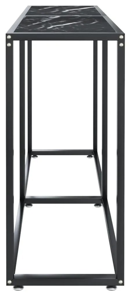 Τραπέζι Κονσόλα Μαύρο Όψη Μαρμάρου 140x35x75,5 εκ. Ψημένο Γυαλί 331677