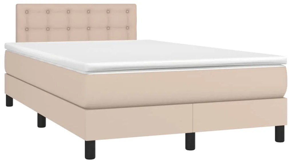 vidaXL Κρεβάτι Boxspring με Στρώμα Καπουτσίνο 120x190εκ.από Συνθ.Δέρμα