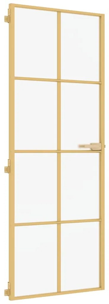 vidaXL Εσωτερική Πόρτα Χρυσή 76 x 201,5 εκ. Ψημένο Γυαλί & Αλουμίνιο