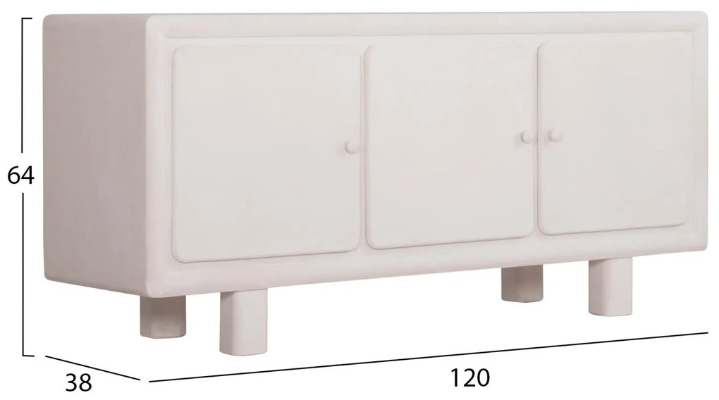 ΜΠΟΥΦΕΣ ΣΕΙΡΑ SANTORINI  MDF ΣΕ ΥΠΟΛΕΥΚΟ ΧΡΩΜΑ-3 ΠΟΡΤΕΣ 140x38x64Υεκ.