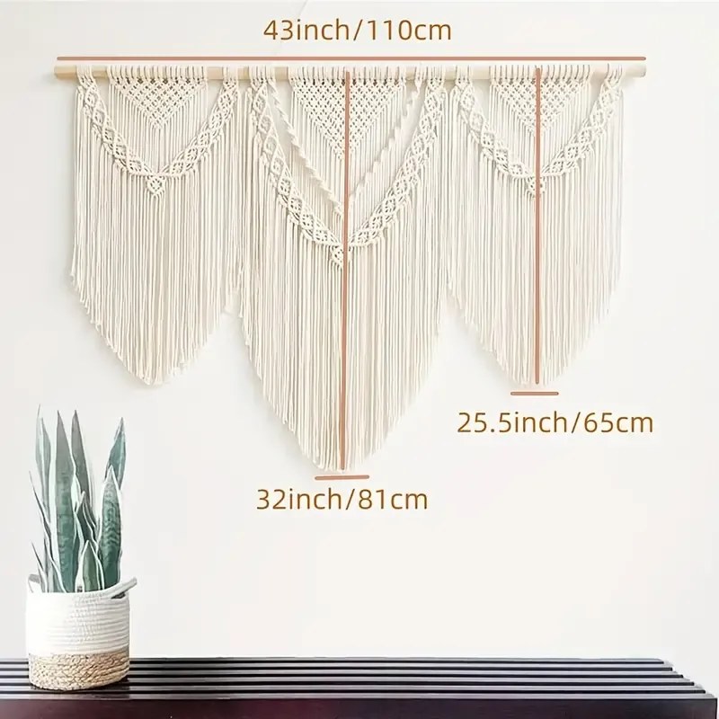 Κρεμαστό διακοσμητικό μακραμέ εκρού 81x110 cm