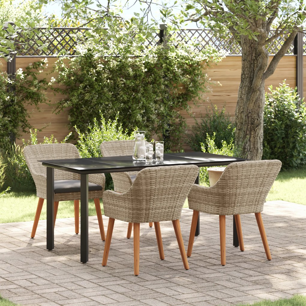 vidaXL Σετ τραπεζαρίας 5 pcs Ανοιχτό γκρι Πολυ ράταν