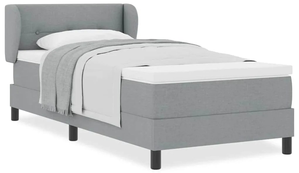 vidaXL Κρεβάτι box spring με στρώμα Ανοιχτό γκρι 80 x 200 cm ύφασμα