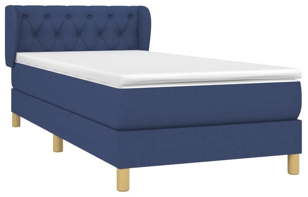 vidaXL Κρεβάτι Boxspring με Στρώμα Μπλε 80x200 εκ. Υφασμάτινο