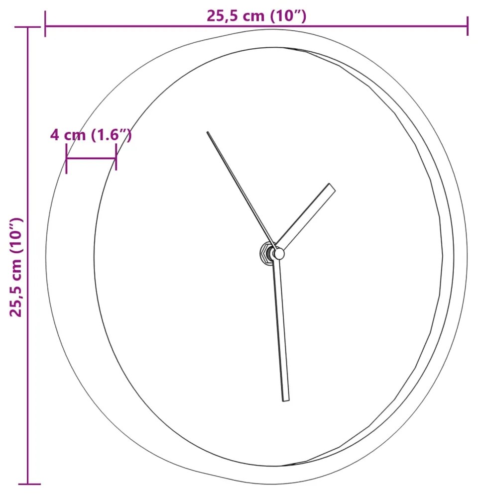 vidaXL Ρολόι Τοίχου Μπλε Ø25,5 εκ. Πολυστυρένιο και Γυαλί