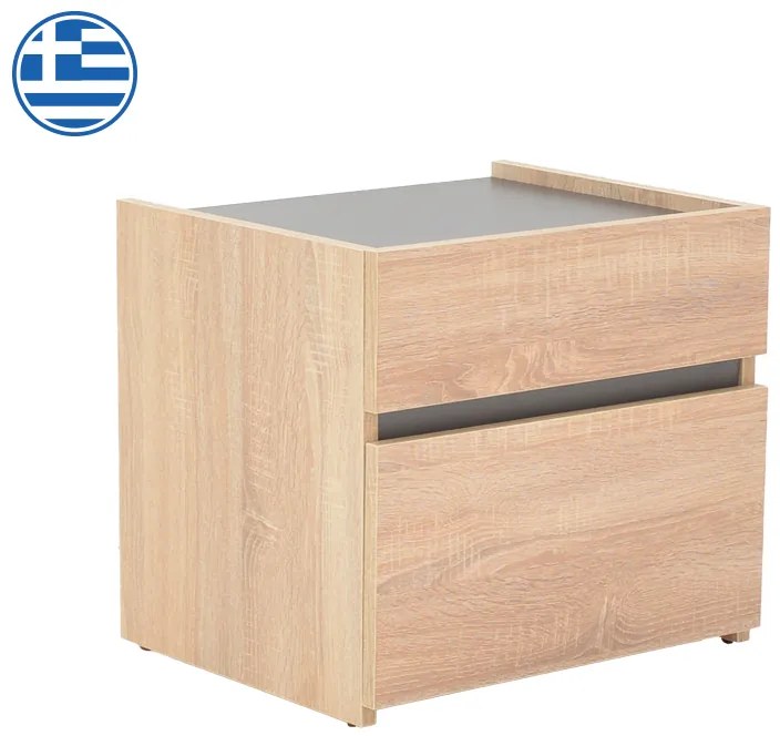 Intrahome Κομοδίνο Comcie Intrahome σε φυσικό με γκρι απόχρωση 50x42x45.5εκ | SKU: INTRAPA-473111112