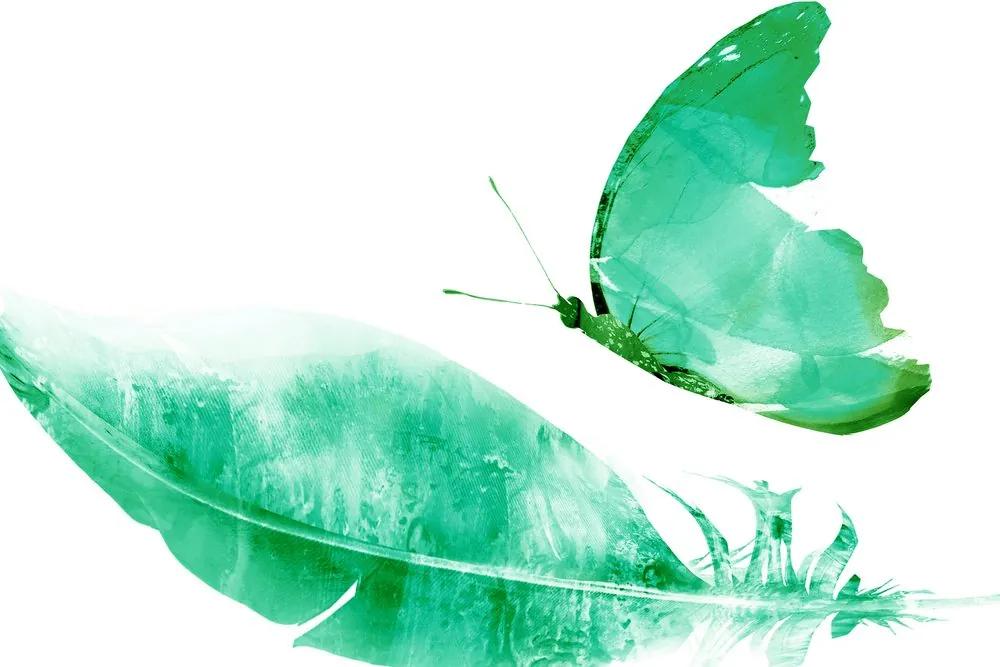 Φτερό εικόνας με πεταλούδα σε πράσινο σχέδιο